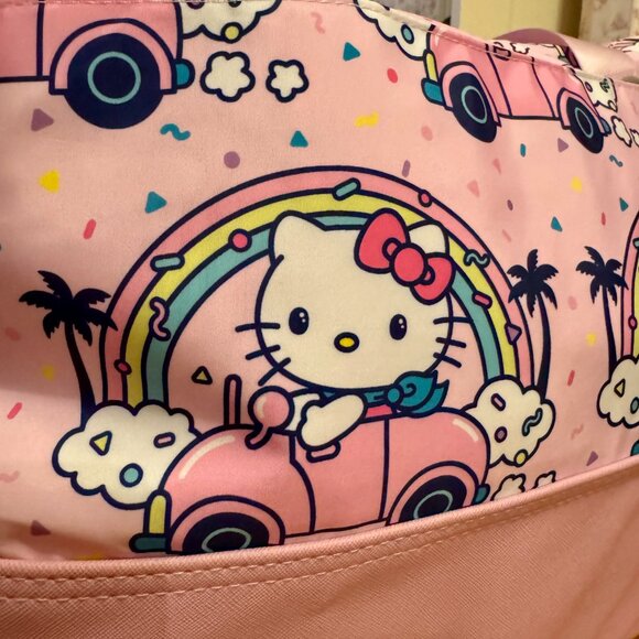 BIOWORLD Sanrio Hello Kitty Travel Duffle Bag Pink Car Rainbow Weekender NWT - Picture 12 of 16
